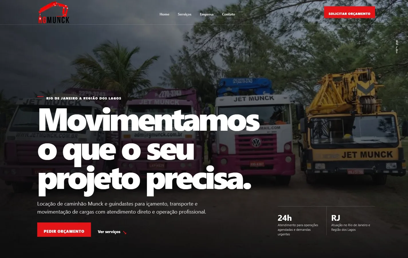Página inicial do site RG Munck